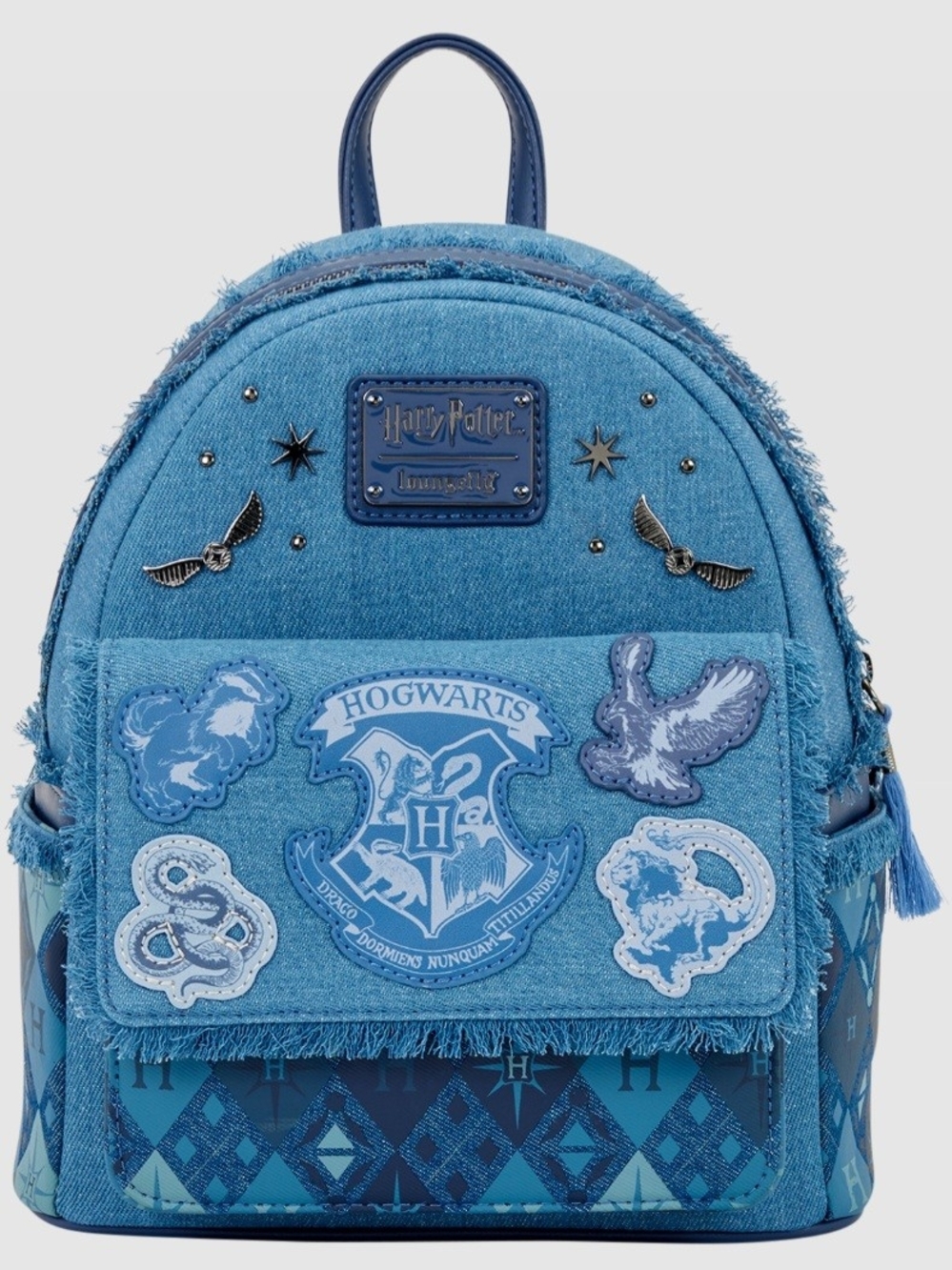 Loungefly Harry Potter Denim Mini Backpack in Light and Dark Blue